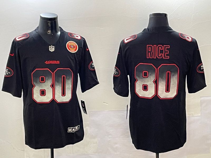 Men San Francisco 49ers #80 Rice Black Nike Smoke Fashion 2024 Limited NFL Jersey style 1->san francisco 49ers->NFL Jersey